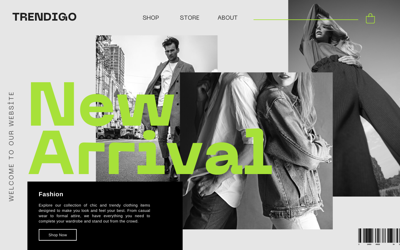 Homepage of a hypothetical online clothing store 
